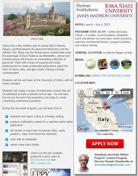 URBINO PROJECT 2013 - Get Academic Credits with a Journalism Course in Le Marche | Le Marche another Italy | Scoop.it