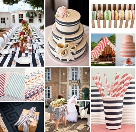 Striped Wedding Decor Navy Table Runners Paper Straws Grosgrain Ribbon 