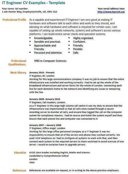 It Engineer Cv Example Uk Job Vacancies