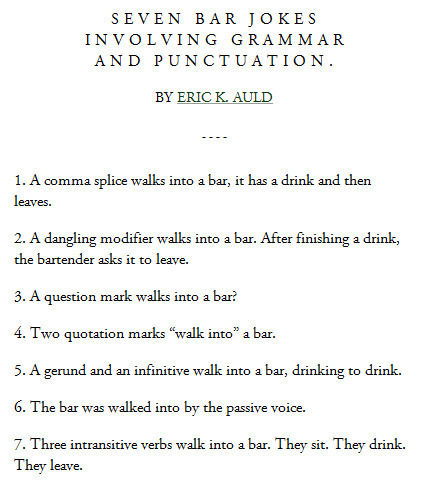 7 walking-into-a-bar jokes for grammar geeks | Njaanam1  ESL | Scoop.it