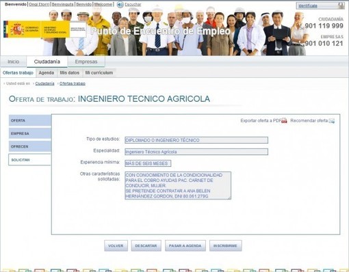 Oferta Pública de Empleo con candidato ya seleccionado