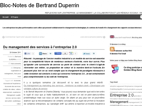 Du management des services &agrave; l&rsquo;entreprise 2.0 | Websourcing.fr | Point de vue sur l'information | Scoop.it | r&eacute;seaux sociaux d'entreprise | Scoop.it