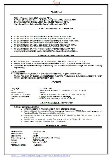 and Resume Samples with Free Download: Professional Resume Format Free ...