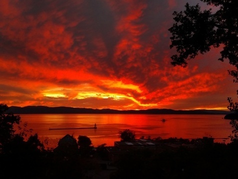 fiery Lake Champlain Sunset