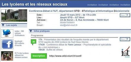 Conf&eacute;rence D&eacute;bat &laquo;&nbsp;Les Lyc&eacute;ens et les R&eacute;seaux sociaux&nbsp;&raquo; - Centre SocioCulturel de Niort Souch&eacute; | Nouveaux m&eacute;dias, nouvelles p&eacute;dagogies | Scoop.it