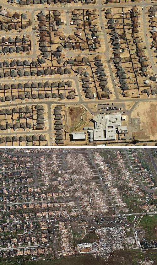 Before And After Tornado Cuts Devastating Path Through Oklahoma