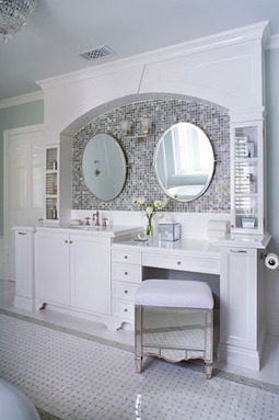 Bathroom Mirror Ideas on Bathrooms   Bathroom White Mosaic Tile Carrara Marble Storage Mirror