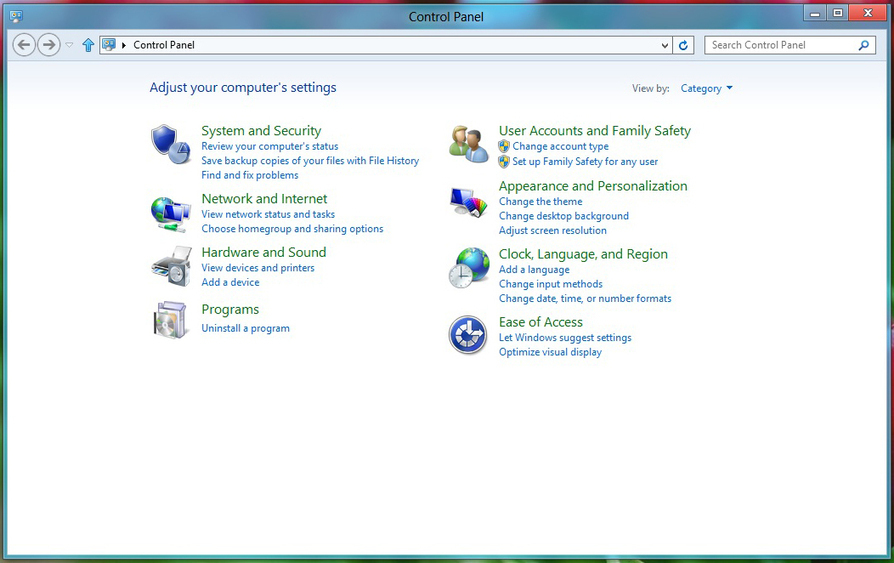 Все операции с паролем начинаются из Панели управления компьюте