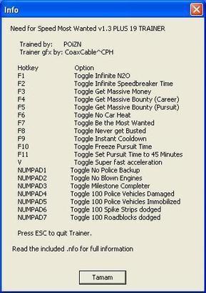Need For Speed Most Wanted Trainer V1.3