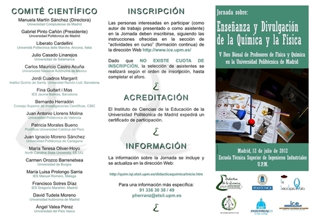 Jornada sobre la ense&ntilde;anza y divulgaci&oacute;n de la qu&iacute;mica y la f&iacute;sica | Real Sociedad Espa&ntilde;ola de Quimica &ndash; Seccion Territorial de Madrid | Qu&iacute;mica y sociedad | Scoop.it