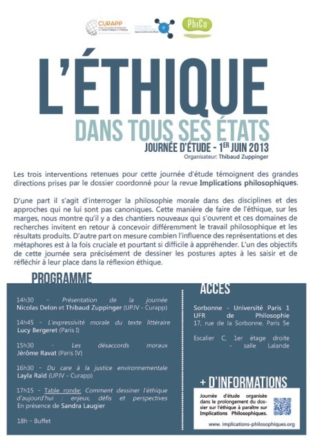 Journ&eacute;e d&rsquo;&eacute;tude : l&rsquo;&eacute;thique dans tous ses &eacute;tats | Philosophie en France | Scoop.it
