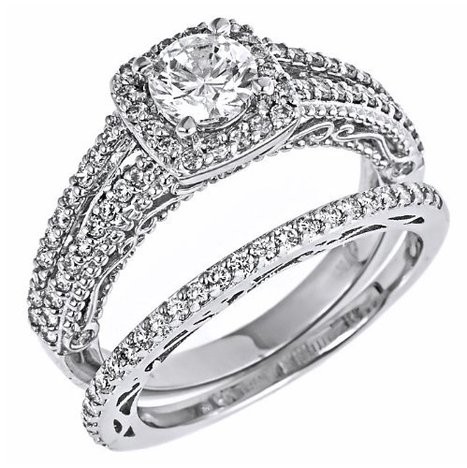 Halo Set Round Brilliant Cut Diamond Engagement Wedding Ring Bridal ...
