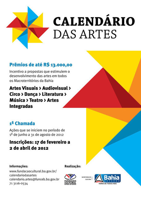 1&ordf; Chamada do Calend&aacute;rio das Artes amplia per&iacute;odo de inscri&ccedil;&otilde;es at&eacute; 2 de abril | Teia Cultural | Scoop.it