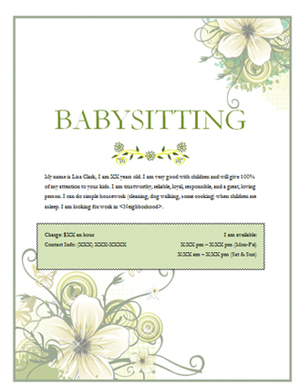 Free Babysitting flyers: templates and ideas