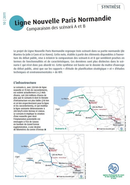 SYNTHESE - Ligne nouvelle Paris-Normandie. Comparaison des sc&eacute;narii A et B | Agence d'urbanisme de Rouen et des Boucles de Seine et Eure | Publications de l'agence d'urbanisme de Rouen et des boucles de Seine et Eure | Scoop.it
