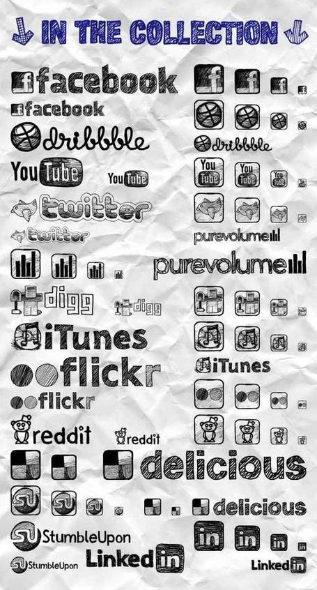 Sketchy Social Media Icons Freebie | The 21st Century | Scoop.it
