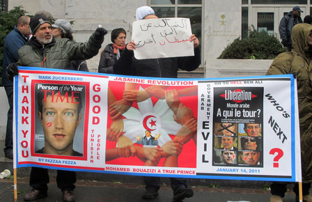 Tunisia protest banner: Mark Zuckerberg good, Ben Ali evil - Boing Boing