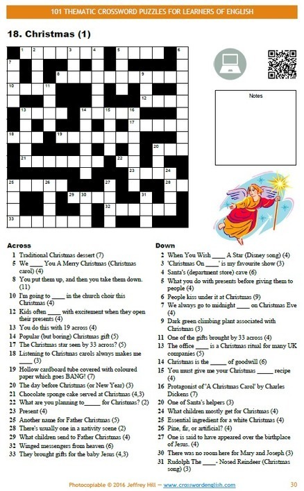 Here's a Christmas crossword that appeared in my ebook '101 Thema...