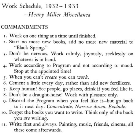 Henry Miller&rsquo;s 11 Commandments of Writing & Daily Creative Routine | The Writing Desk | Scoop.it
