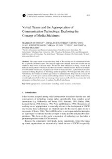 Virtual Teams and the Appropriation of Communication Technology : Exploring the Concept of Media Stickiness | Virtual R&D teams | Scoop.it