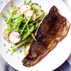 Crispy Rainbow Trout with Snow Pea Salad and Spiced Yogurt Dressing | &Agrave; Catanada na Cozinha Magazine | Scoop.it