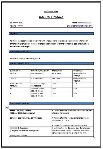 Company Resume Format Download Resume Format