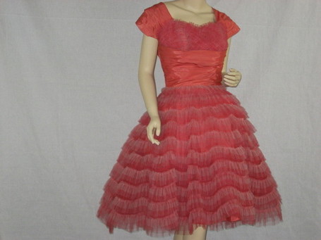 Vintage 1950's Prom/party dress undulating striped red and pink tulle - The Vintage Village | All About Vintage | Scoop.it