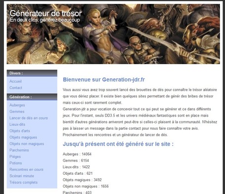 G&eacute;n&eacute;ration de tr&eacute;sors, objets magiques, auberges, sc&eacute;nari,... | Jeux de R&ocirc;le | Scoop.it