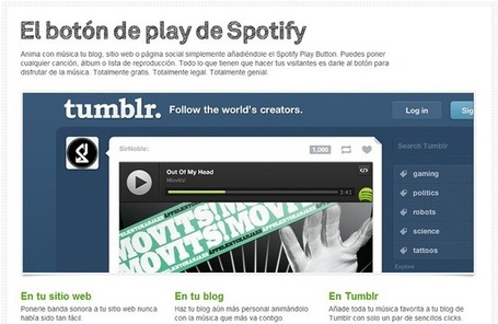 Spotify Play Button | A&ntilde;ade la m&uacute;sica de Spotify en tu web, blog o perfil social | Multi Media | Scoop.it