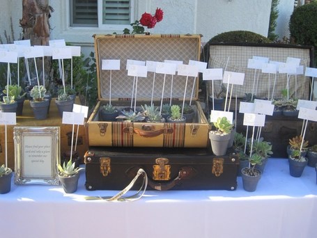 No Impact Bride Ideas for Decorating with Vintage Luggage