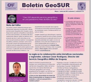 Publicado el boletín de mayo-junio 2015 de GeoSUR
