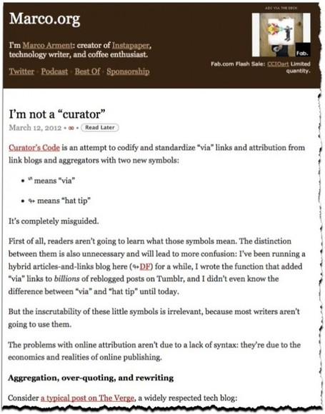 Curator&rsquo;s Code proposal receives pushback: &ldquo;I&rsquo;m not a &lsquo;curator&rsquo; &rdquo; critic complains | Curation, Social Business and Beyond | Scoop.it