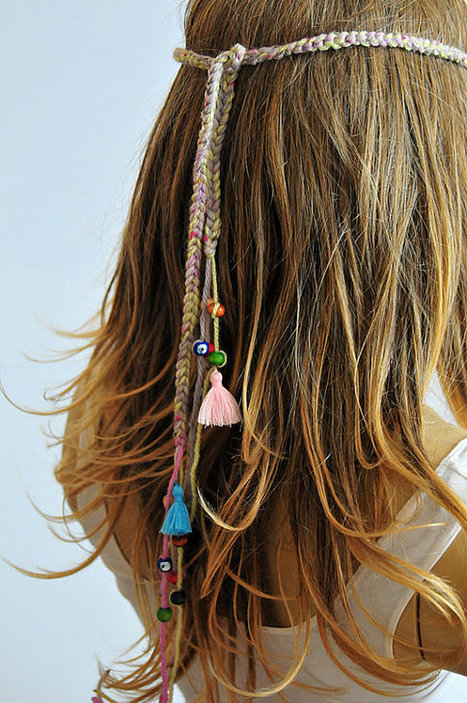 Boho Crochet Headband bohemian beaded Hippie tassel hairband Hair ...