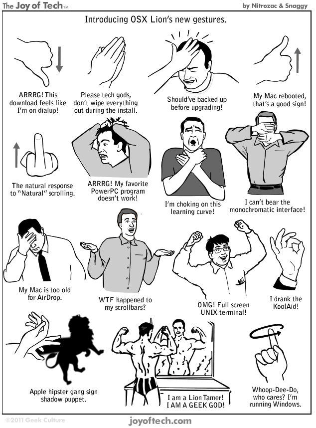 The Joy of Tech comic... Introducing OSX Lion's new gestures. | We Want Media | Scoop.it