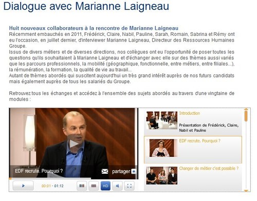 Paul-Emmanuel Géry anime une émission avec Marianne Laigneau, DRH Groupe d'EDF et des nouveaux collaborateurs 