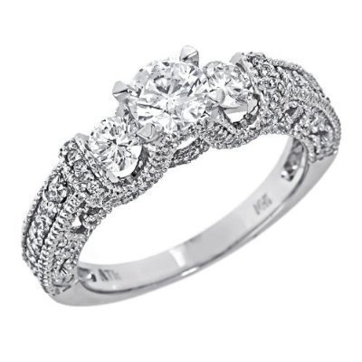 Cheap price Round Brilliant Cut Diamond Engagement Ring Millgrain ...
