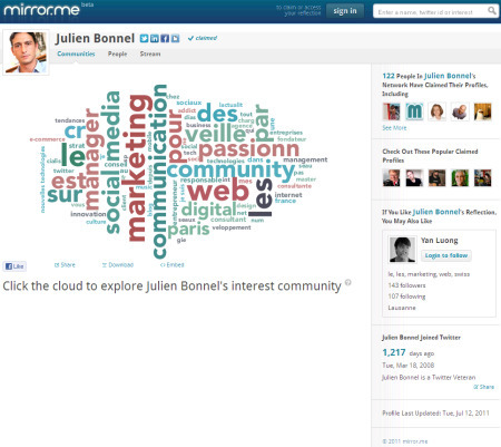 Mirror.me analyse votre activit&eacute; sur Twitter et vous offre une URL | Marketing et Technologies | Scoop.it