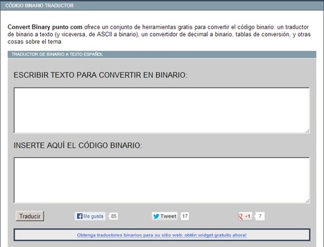 Traductor de Código Binario a Texto - ConvertBinary.com | tecno4 | Scoop.it