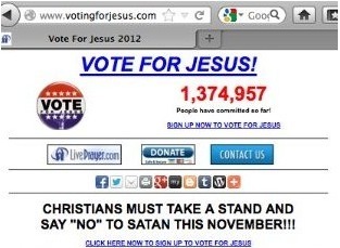 Almost 1.4 Million Pledge For Jesus as Write-In Candidate in 2012, as Disgruntled Evangelicals Vent Their Anti-Mormon, Anti-Obama Ire | Electile Dysfunction | Scoop.it