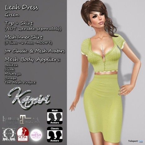 Leah Dress Green With Appliers Group Gift by Kamiri | Teleport Hub - Second Life Freebies | Second Life Freebies | Scoop.it