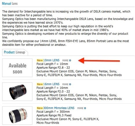 Samyang 10mm f/2.8 lens detailed specifications | Photo Rumors | Fujifilm X Series APS C sensor camera | Scoop.it
