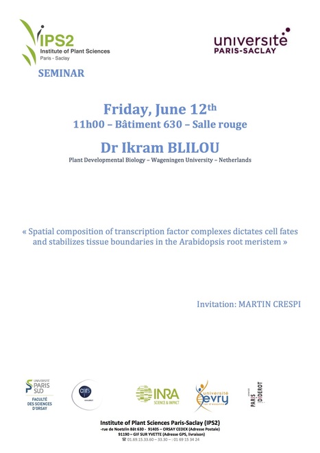 « Spatial composition of transcription factor ...», Dr I. BLILOU, Wageningen, Friday, June 12th, 11h00 –  IPS2 | Plant Sciences | Scoop.it
