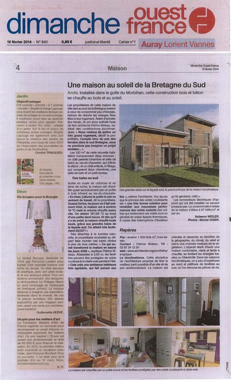" dimanche Ouest France " - Maison bioclimatique à Brec'h | Architecture, maisons bois & bioclimatiques | Scoop.it