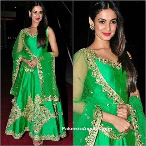 Sonal Chauhan in Parrot Green Embroidered Salwar Kameez | Indian Fashion Updates | Scoop.it