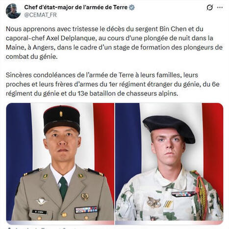 Deux plongeurs du 6e RG et du 1er REG retrouv&eacute;s noy&eacute;s dans la Maine &agrave; Angers (actualis&eacute;) | DEFENSE NEWS | Scoop.it