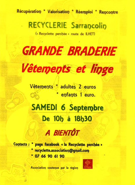 Grande braderie de la "Recyclette Perchée" à Sarrancolin le 6 septembre | Vallées d'Aure & Louron - Pyrénées | Scoop.it