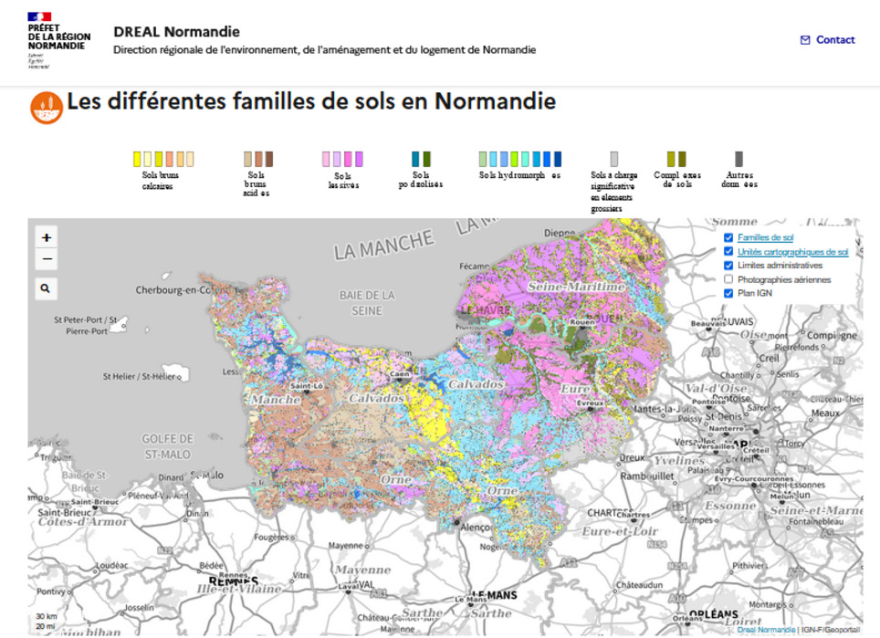 Le profil Sols : la carte interactive des différentes familles de sols en Normandie | Veille territoriale AURH | Scoop.it