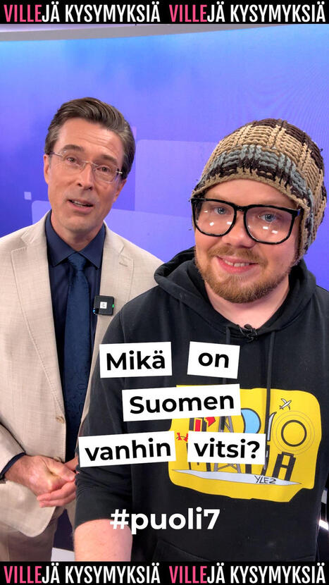 Ylen toimittaja Ville Kilpel&auml;inen kysyy ylel&auml;isilt&auml; villej&auml; kysymyksi&auml;. Tiet&auml;&auml;k&ouml; Puoli seitsem&auml;n -ohjelman vieraat tai toimituksen v&auml;ki, mik&auml; on Suomen vanhin vitsi? Mukana mm. Ella Kanninen, Jussi... | A1Uutiset | Scoop.it