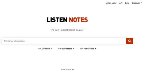 Listen Notes. Moteur de recherche de podcasts | Innovation et inclusion numérique | Scoop.it