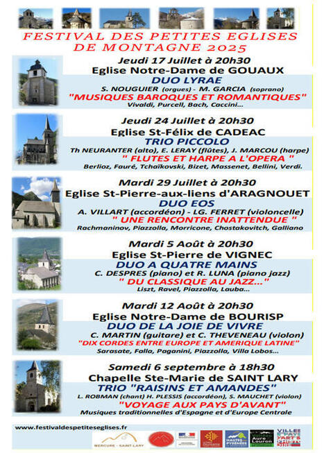 Saison estivale 2025 et concert d’automne du Festival des petites églises de montagne | Vallées d'Aure & Louron - Pyrénées | Scoop.it